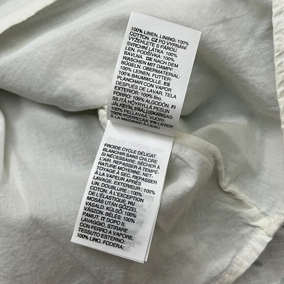 And Other Stories Leaf Print Linen Mini Babydoll Dress Green 10 Resort Coastal - Picture 9 of 11